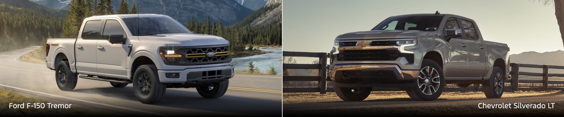 Ford F-150 Tremor and Chevrolet Silverado LT shown